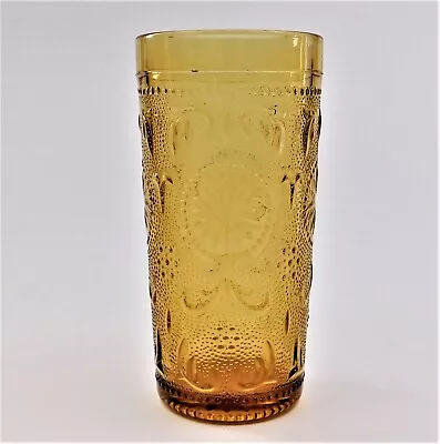 $20 • Buy Tiara Brockway Concord Daisy Sandwich Amber Indiana Glass 5.5  Tumbler Vintage