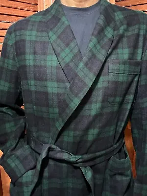 PENDLETON Men's XL 100% Virgin Wool Plaid Belted Robe USA Made NWOT • $134.99