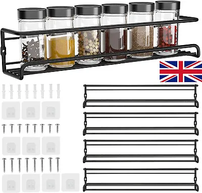 2/4 Tier Metal Hanging Wall Mounted Kitchen Spice Shelf Racks Organiser Stand UK • £6.25