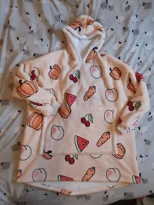 Snuggle Blanket Kawaii Fruit Hoodie Oversized Blanket  Fleece Sweatshirt Jumper  • £9