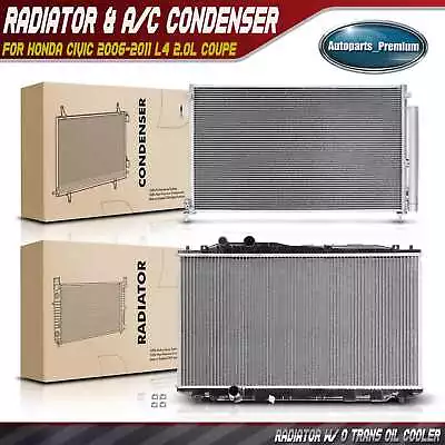 2x Radiator & AC Condenser Cooling Kit For Honda Civic 2006-2011 L4 2.0L Coupe • $128.99