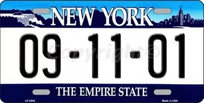 9 11 01 New York Novelty State Background Vanity Metal Novelty License Plate • $13.55