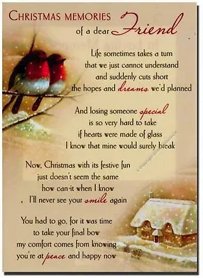 Grave Card / Dear Friend At Xmas - FREE Holder-CMV15 - Memorial Funeral Memoriam • £1.85