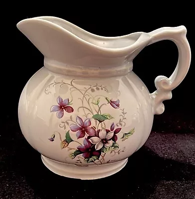 Vintage MCCOY POTTERY White Pitcher #7528-Violets • $9.99