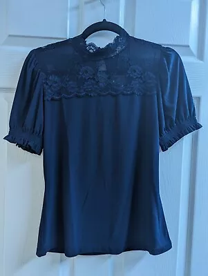 Mine Women's Navy Blue Lace Shoulder Blouse Medium Nwt • $5