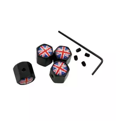 Union Jack English Flag Wheel Tyre Tire Valve Stems Air Dust Cover (A) - Black • $14.29