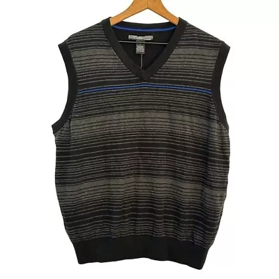 LINKS Golf Titanium Edition V-neck Striped Sweater Vest Men’s SZ Large Black NEW • $19.95