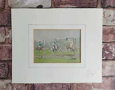 Vintage Horse Polo Watercolour Ink Horses Sport Match Sketch In Mount Signed  • £9.99