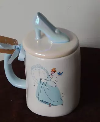 NWT Rae Dunn Cinderella Double Sided Mug & Glass Slipper Topper Disney Princess • £27.80