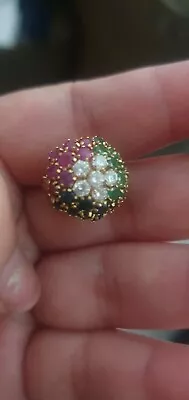 £750 • Buy 18ct Gold Diamond, Saphire, Ruby And Emerald Earrings