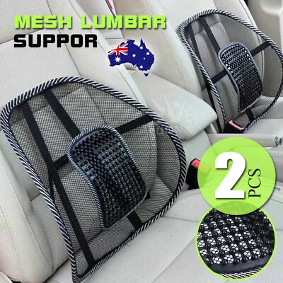 $21.98 • Buy 2x Mesh Back Rest Lumbar Support Office Chair Van Car Seat Home Pillow Cushion
