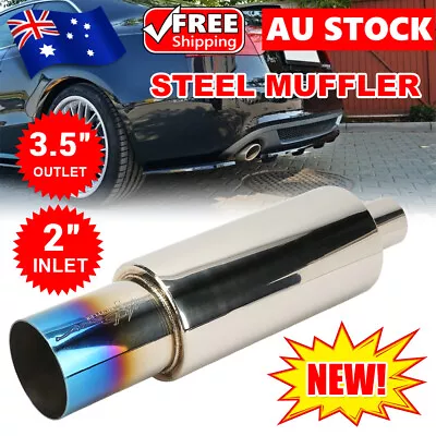 3.5  Outlet 2  Inlet Burnt Tip Stainless Steel Racing Exhaust Muffler Polished • $47.85