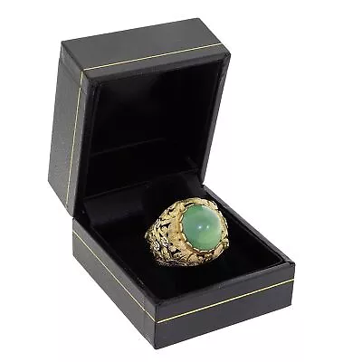 Vtg 18k Yellow Gold Men /Ladies Green Persian Turquoise Bullet Cabochon Ring • $1250