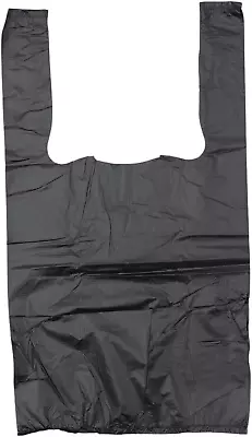 Plastic Bag-Black Plain Embossed T-Shirt Bag 8 X 4 X 15  15 Mic - 1500 Bags/Case • $45.99