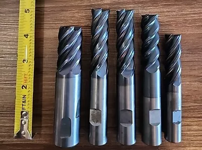 Solid Carbide End Mills Lot Of 5 Tool 1” 3/4 0.625 Hanita Widia 1- Winters -pct  • $10