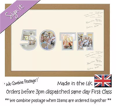 50th Birthday Signing Photo Frame Double Mount Guest Book 873D Photos In A Word • £20.99