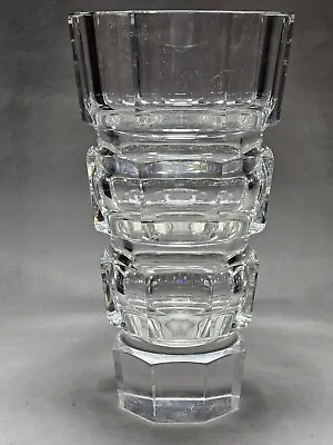 Josef Hoffmann Crystal Clear Glass Vase Moser Wiener Art Deco Czech 10 1/8” 7+lb • $95