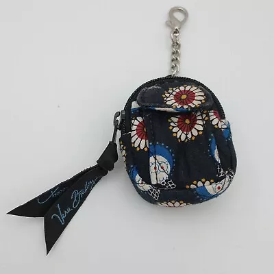 Vera Bradley Mini Backpack Key Chain Clip Bag Charm Night Owl Print EUC • $12.99