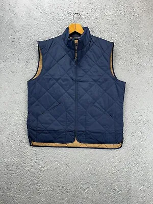 J.Crew Vest Mens XL Blue Authentic Outerwear Quilted Full Zip Sleeveless NEW F3 • $50