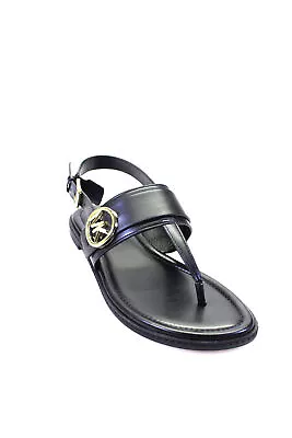 Michael Michael Kors Womens MK Carmen Thong Sandals Black Faux Leather Size 7M • $59