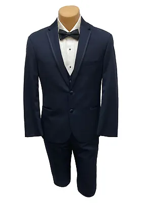 Men's Michael Kors Fantasy Midnight Blue Tuxedo With Pants & Vest 3 Piece Suit • $59.99