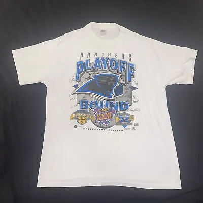 Vintage 1996 Carolina Panthers Playoff Bound Super Bowl 31 NFL T-Shirt Size XL • $62.50