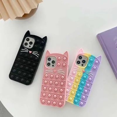 $13.37 • Buy Cute Cat Case For IPhone 13 12 11 Pro 7 8 Plus XR X Soft Phone Silicone Cover UK