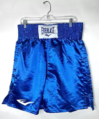 Everlast Boxing Shorts Mens XL Blue Satin Elastic Waist Trunks Sports Gym • $84.21