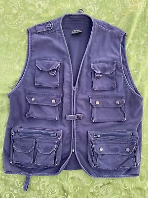 MIL-TEC Tactical XL Moleskin Canvas Vest Cargo Hunting And Fishing Navy Size L • $31.49