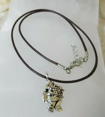 Necklace With Santa Claus Pendant Brown Cotton Cord 16-18 Inches Women Men Teens • $6.50