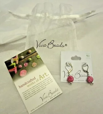 Viva Beads Handmade Clay Beaded Pierced Earrings Red Bead Unworn • $12.50