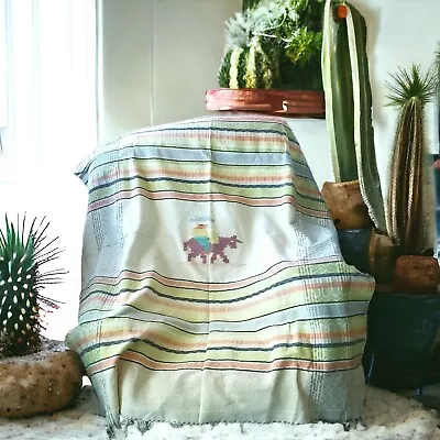 Vintage Mexican Mexicali Tablecloth Colorful Southwest Kitchen Linens • $36