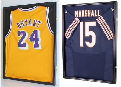 $134.95 • Buy TWO Jersey Display Cases Wall Frames, UV Protection-Football Baseball Basketball
