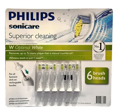 $51.99 • Buy 6X Genuine Philips Sonicare Optimal White Replacement Electric Toothbrush Heads
