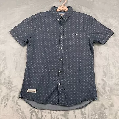 7 Diamonds Shirt Men Medium Blue Floral Short Sleeve Button Up • $26.99