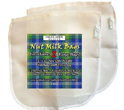 Nut Milk Bags For Almond Milk Or Cold Brew Coffee 2 Pack From Highlands Health • $6.99