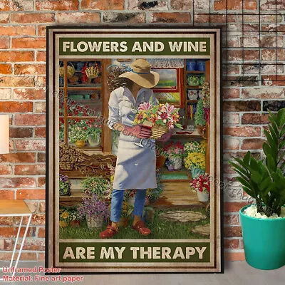 Florist Flowers And Wine Are My Therapy Girl Love Garden & Flowers Paper Post... • $15.50