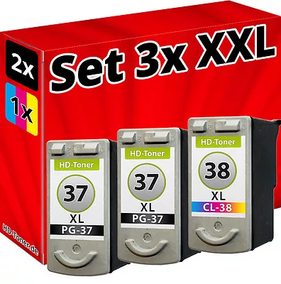 2 PG37+CL38 Economy Set For Canon Ink Cartridges Pixma MP140 MP210 MP220 MP470 • £35.81