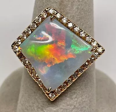 Kimberly McDonald Opal And Diamond Ring 18K Rose Gold One Of A Kind Creation • $5300