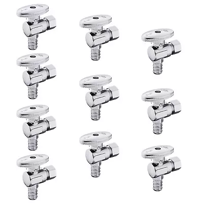 EFIELD 10 PCS 1/2 Inch Pex X 3/8 Inch OD Brass 1/4 Turn Angle Stop Valve • $33.99