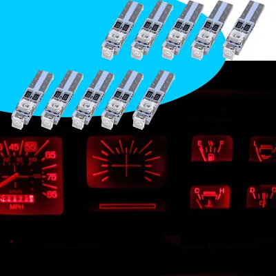 10pcs Red Gauge Cluster Background Lighting LED Bulbs 3-SMD 37 73 74 79 T4/T5 • $9.14