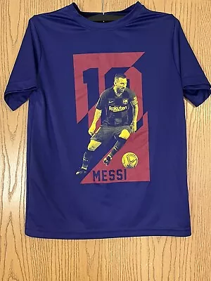 FCB Barcelona Messi Blue/Purple Soccer Shirt Youth Large • $17.99