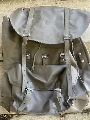 VTG Swiss Army Rubberized Waterproof & Leather Military Rucksack Backpack War • $76.04