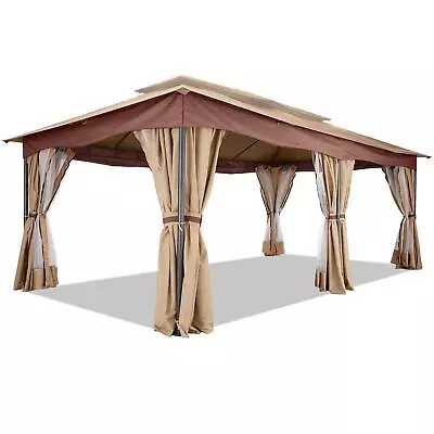 12x20FT Patio Gazebo Canopy Shelter With Curtains And Nettings Metal Steel Frame • $329.99