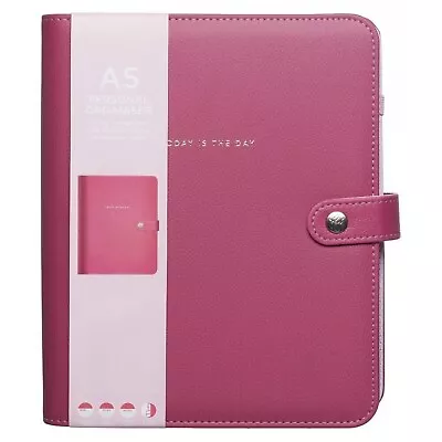 WHSmith Undated A5 Pink Faux Leather Personal Organiser With Silver Popper Stud • £20.99