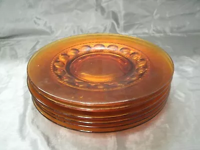 Vtg Indiana Colony KINGS CROWN AMBER Set Of 6~10-3/4  Dinner Plate Stem #77 EC • $29.95