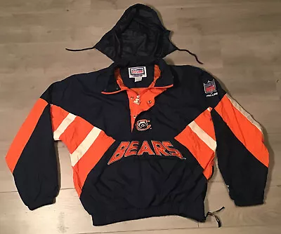 Vintage Starter Chicago Bears Jacket Pullover 1/2 Zip Pro Line Authentic Large • $95.41