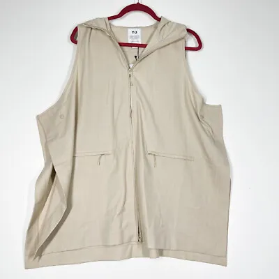 Y-3 Yohji Yamamoto Hooded Vest Womens Beige Full Zip Tunic Classic Size Large NW • $340.91