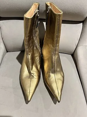 Zara Ankle Boots Gold Size 36/3 • £52