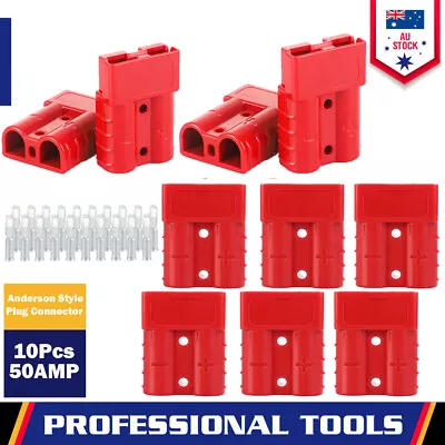 10Pcs Anderson Style Plug Connector 50AMP 12-24V 6/7/8/9/10AWG DC Power Tool NEW • $16.99